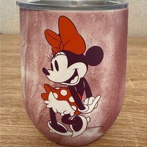 Disney Corkcicle 12 Oz  Stemless MInnie Tie Dye Lidded Tumbler Pink NEW